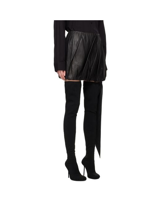 Helmut Lang Black Ballooned Leather Miniskirt