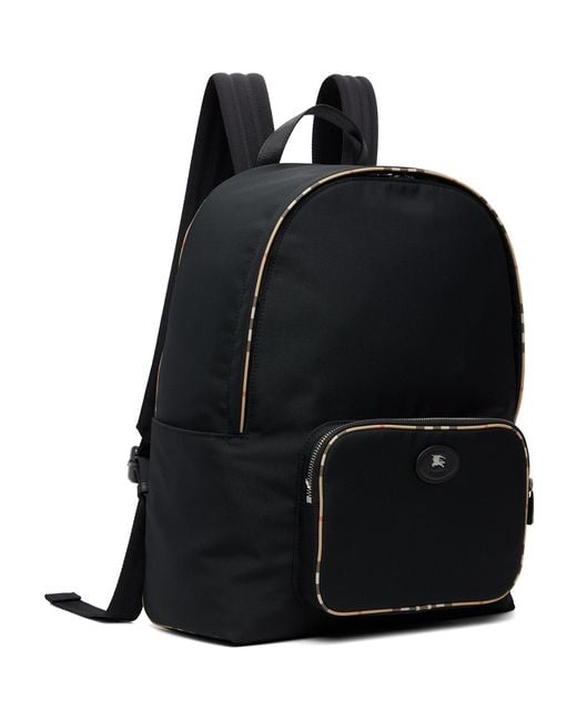 Burberry Black Check Trim Backpack for men