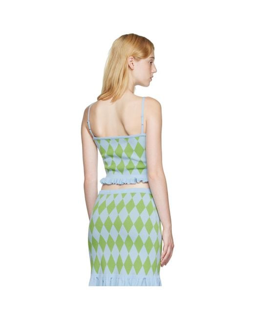 Pushbutton Multicolor Argyle Tank Top