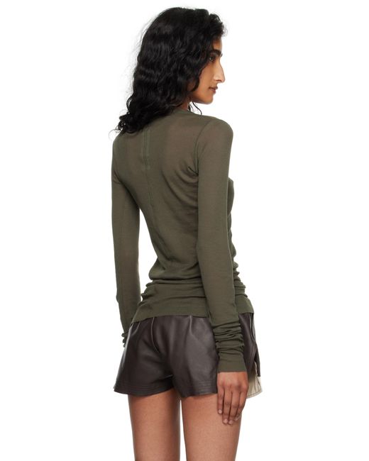 Rick Owens Black Khaki Concordians Mini Rib Ls T-Shirt