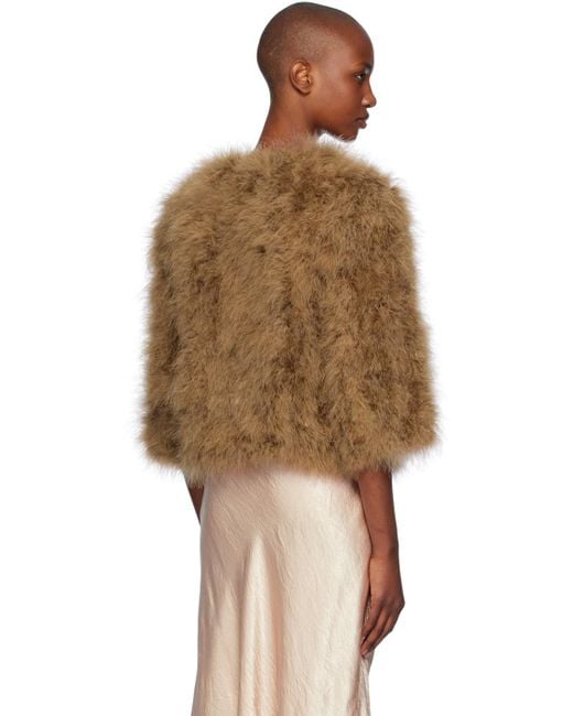 Yves Salomon Brown Cropped Turkey Feather Jacket
