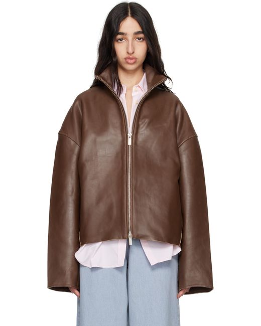 REMAIN Birger Christensen Brown Bonded Leather Jacket