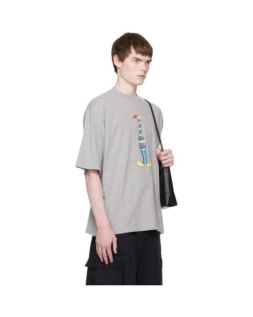 Marni Gray Cotton Animal Alphabet I Print' T-Shirt for men