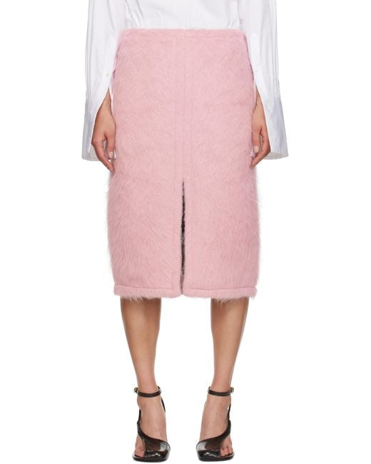 Dries Van Noten フェイクファー ミディアムスカート Pink