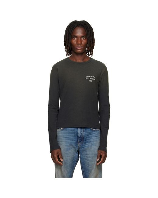 Acne Black Distressed Logo T-Shirt for men
