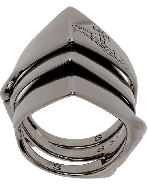 Vivienne Westwood Metallic Gunmetal Knuckleduster Ring for men