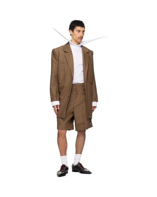 Egonlab Natural Double Waist Wool Shorts for men