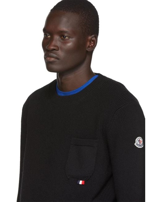 Moncler Black Maglione Tricot Girocollo Sweater for Men Lyst UK