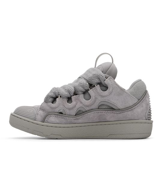 Lanvin Gray Monochrome Suede Curb Sneakers for men