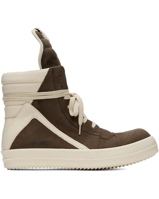 Rick Owens Brown Off- Porterville Geobasket Sneakers for men