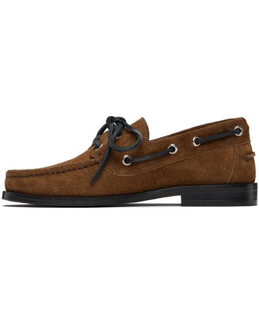 Aeyde Black Tan Harris Suede Boat Shoes