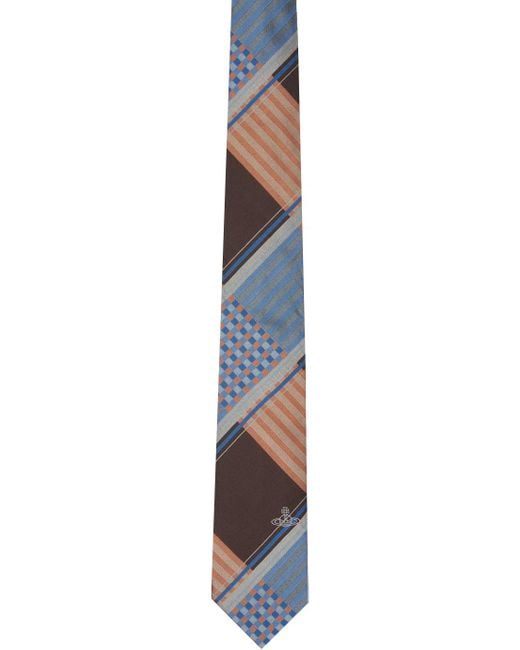 Cravate bleu et brun à motif tartan combat Vivienne Westwood pour homme en coloris Black