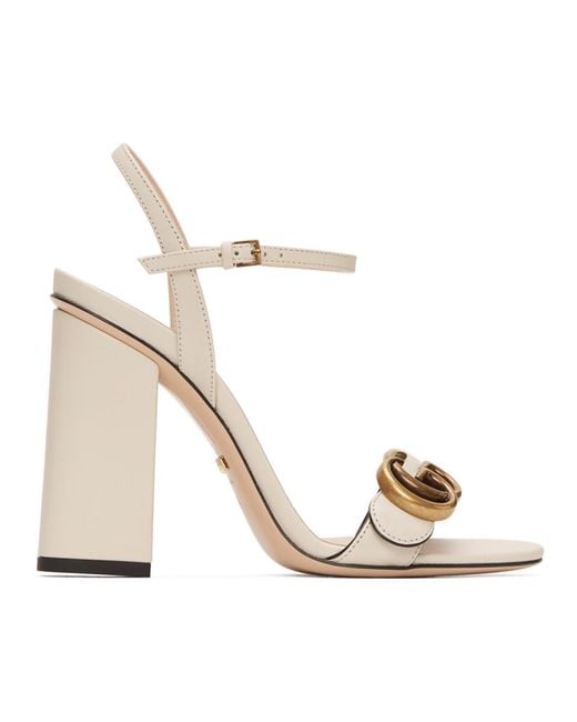 Gucci White Marmont Logo-embellished Leather Sandals