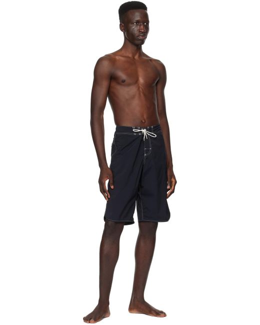 Jil Sander Black Contrast Stitch Swim Shorts for men
