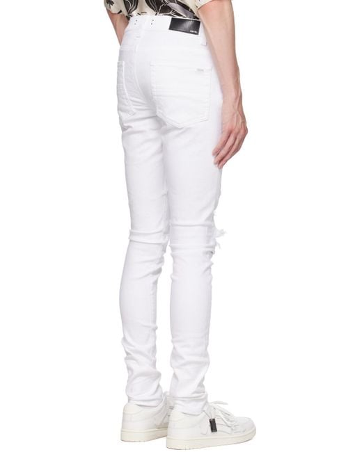 Amiri White Crystal Thrasher Jeans for men