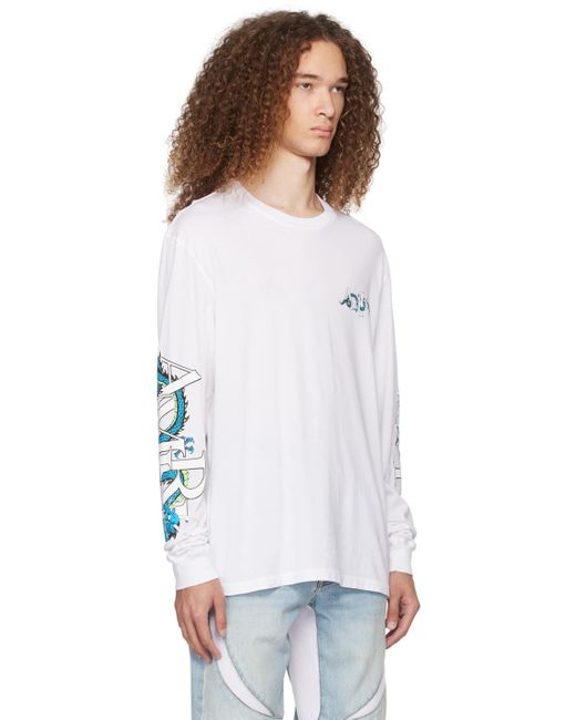 Amiri White Cny Dragon Long Sleeve T-shirt for men