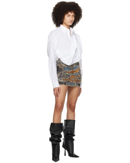 Y. Project Black Gray 'paris' Best' Denim Miniskirt