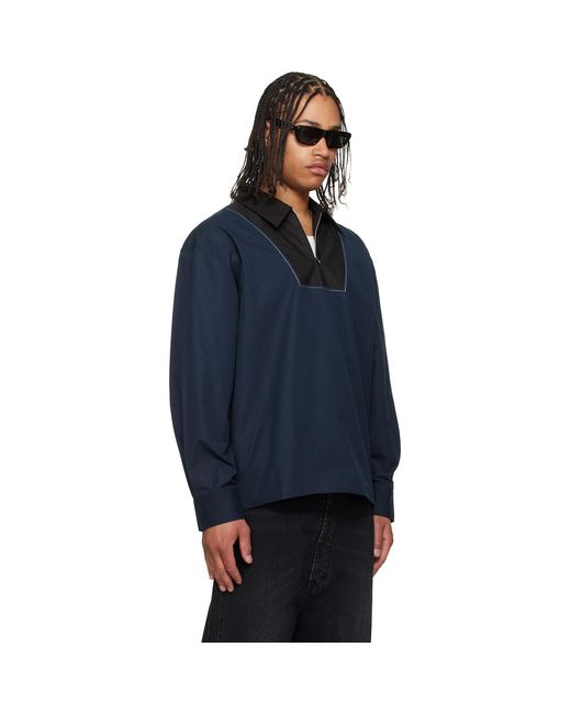 Marni Blue Poplin Zip Bib Shirt for men