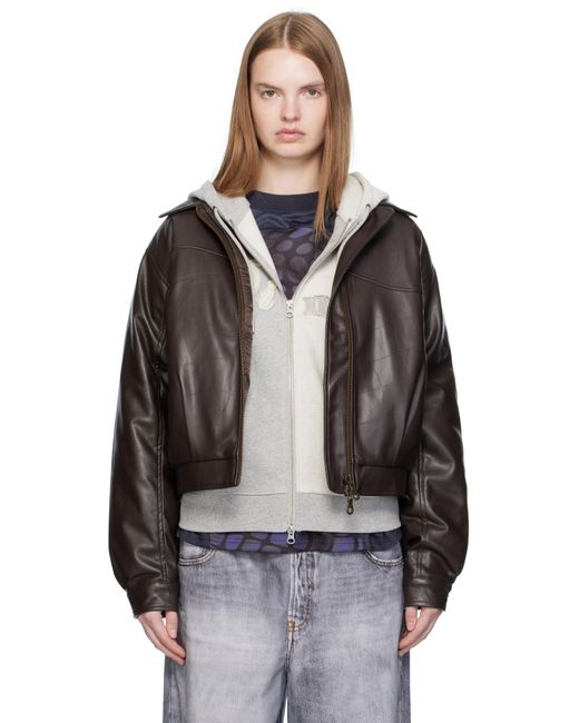 Dime Black Debossed Wavy Faux-Leather Jacket