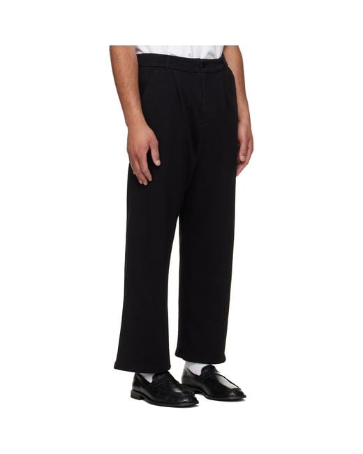 Les Tien Black French Terry Suit Trousers for men
