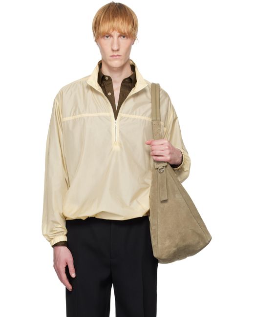 Auralee Natural Light Sheer Nylon Half Zip Jacket for men