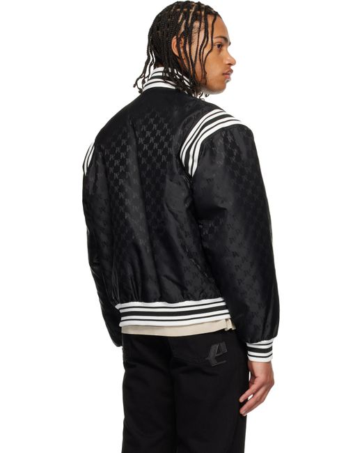 Palm Angels Black Monogram Jacquard Bomber Jacket for men