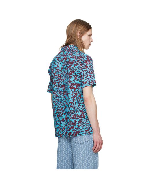 Dries Van Noten Blue Burgundy Two-button Polo for men