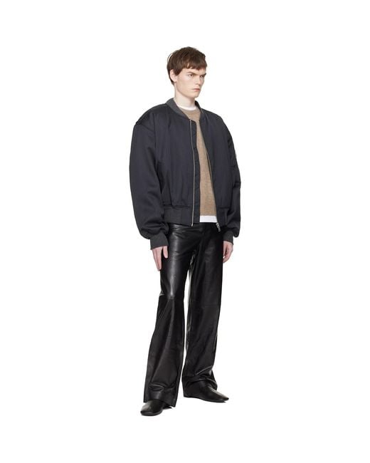 Entire studios Black Cropped Broad Suiting Bomber Jacket for men