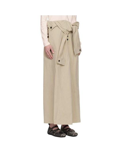 OPEN YY Natural Wrap Trench Midi Skirt