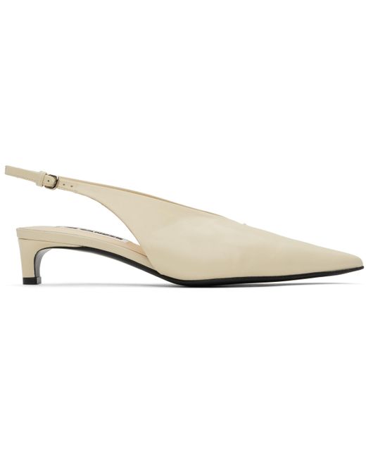 Jil Sander オフホワイト スリングバックヒール Black