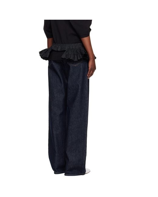 Dries Van Noten Black Ruffled Cotton Waist Belt