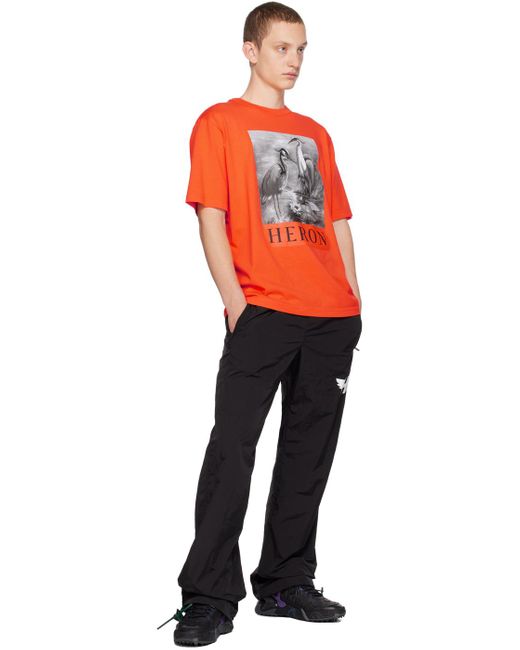 Heron Preston Orange 'heron' T-shirt for men