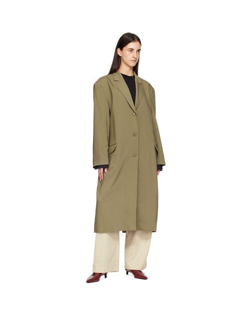 Frankie Shop Black Khaki Tribeca Long Coat