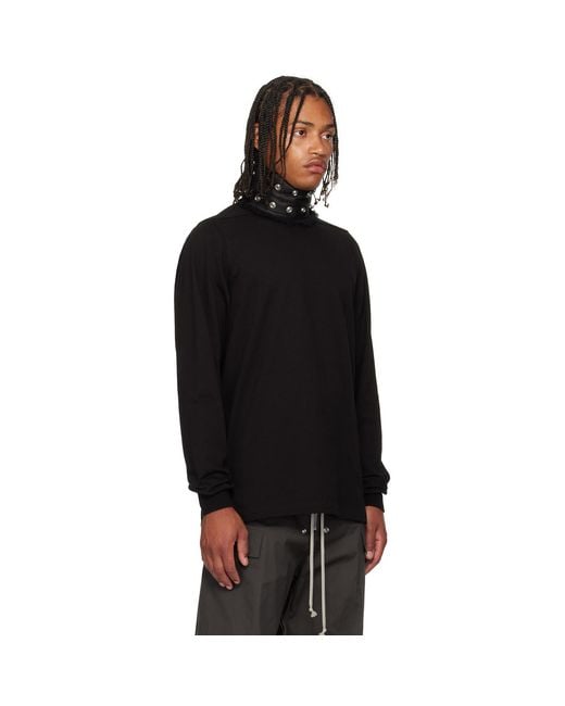 Rick Owens Black Concordians Short Crewneck Ls T-Shirt for men