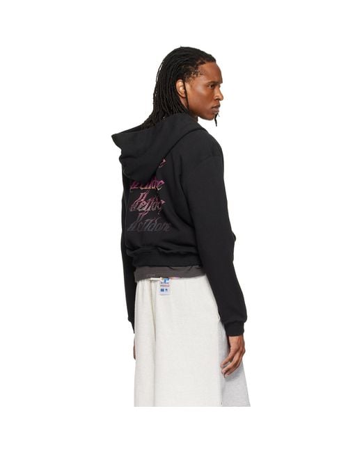 we11done Black Gradient Logo Zip-Up Hoodie for men