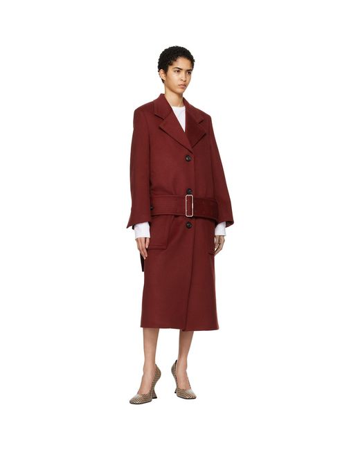 Ferragamo Red Long Wool Coat