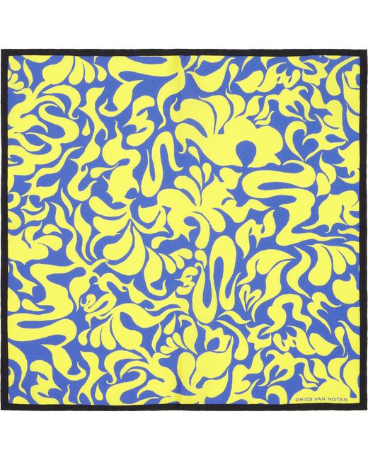 Dries Van Noten Blue Silk Pocket Square for men