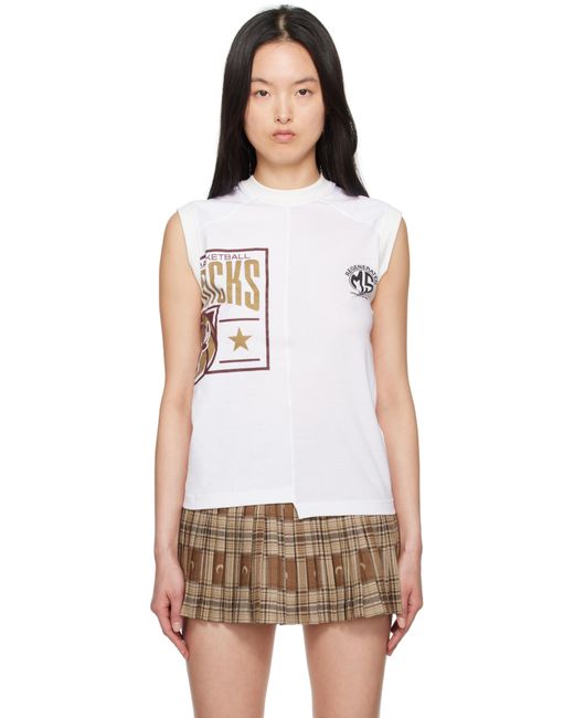 MARINE SERRE White Regenerated Graphic T-shirts Tank Top