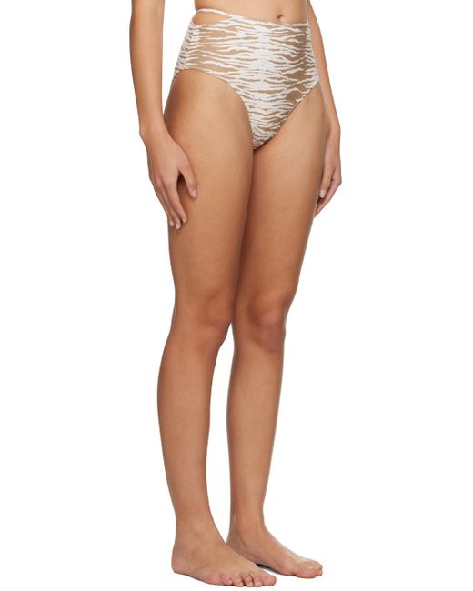 Culotte de bikini à motif graphique imprimé Ganni en coloris White