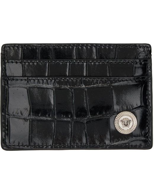 Versace Black Croc Medusa biggie Card Holder for Men Lyst