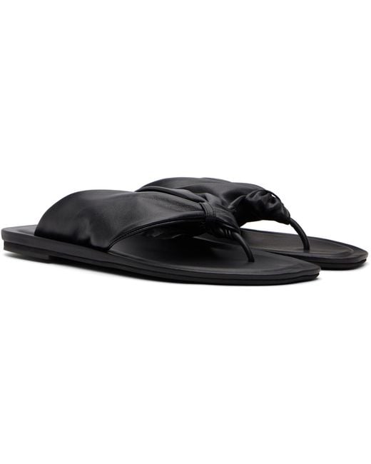 Loulou de Saison Black Agora Nappa Leather Flip-Flops