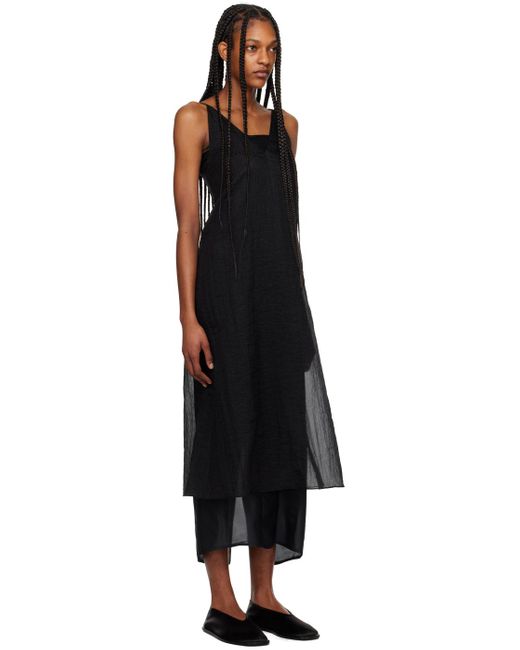 RECTO. Black Semi-Sheer Midi Dress