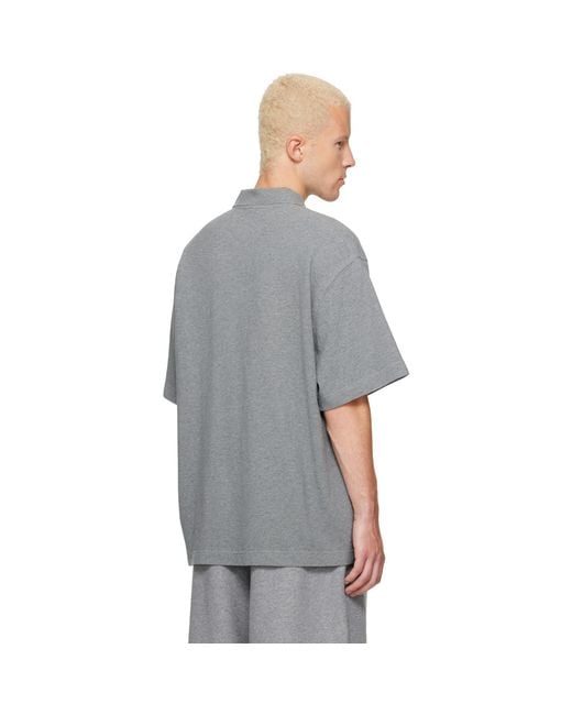 Alexander Wang Gray Rhinestone Short Sleeve Polo for men