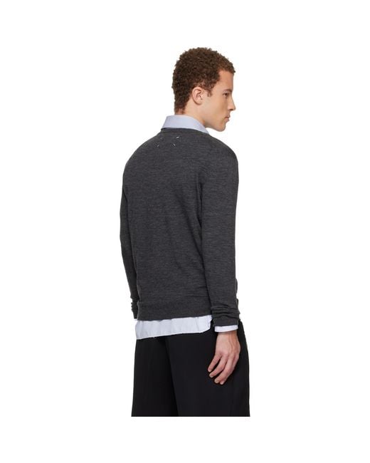Maison Margiela Black Wool-Blend Patch Sweater for men