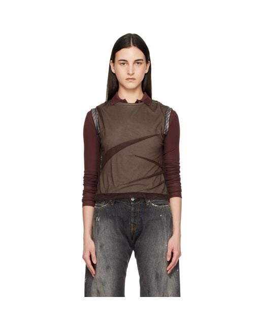 ANDERSSON BELL Black Layered Mesh Tuck & Dart Top