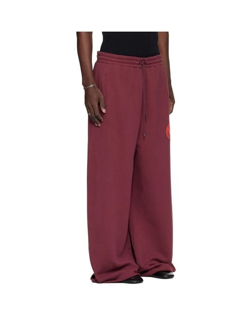 Lu'u Dan Red Burgundy Raw-Cut Bontan Sweatpants for men