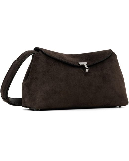 Totême Black T-Lock Suede Clutch