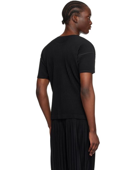 T-shirt basics noir Homme Plissé Issey Miyake pour homme en coloris Black
