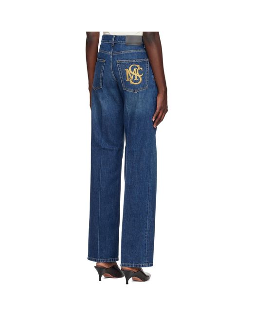 Stella McCartney Blue Crest-Embroidered Straight Jeans