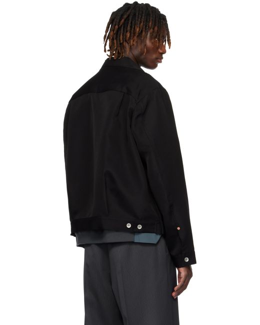 Sacai Double-Faced Silk Cotton Jacket in Black for Men